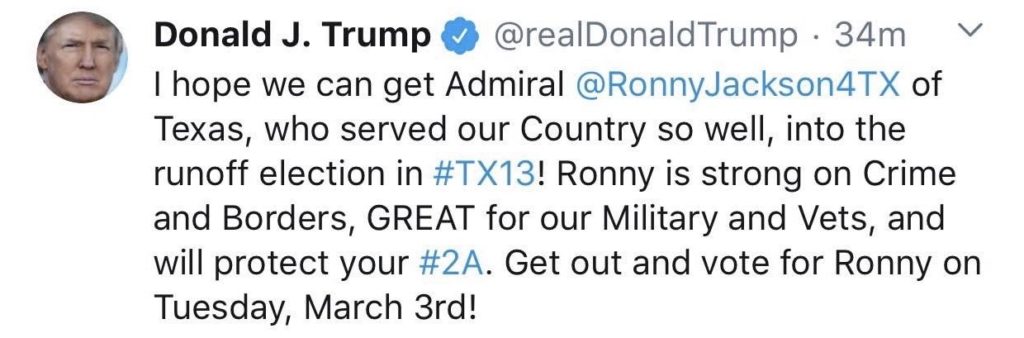 Texans for Ronny Jackson - Texas Values for our 13th District